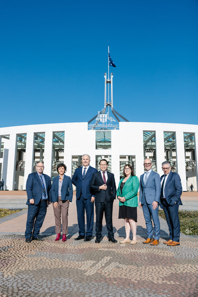 Group photo outside Parliament House Canberra