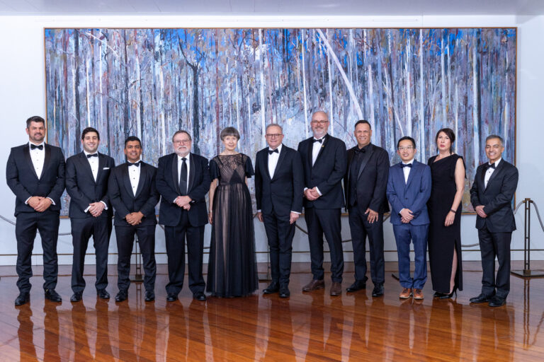 Prime Minister Anthony Albanese with recipients of the 2025 Prime Ministers Prizes for Science